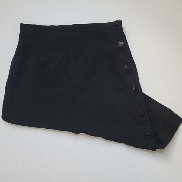 Ann Taylor Vintage Black A-Line Mini Skirt Side Button 4 - Picture 4 of 8
